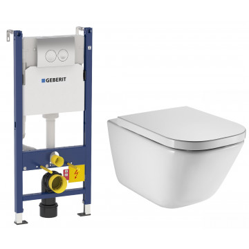 Подвесной унитаз с инсталляцией комплект Geberit Сет Duofix 458.124.21.1 +Roca Gap CleanRim 34647L000