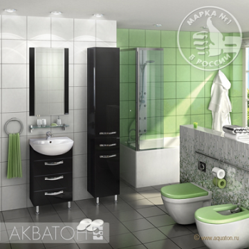 Тумба Акватон Ария 50 Н напольная 1A140201AA950 черный глянец