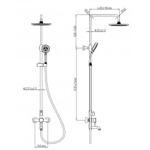 Душевая стойка Gllon хром ручной душ + смеситель GL-C013-2