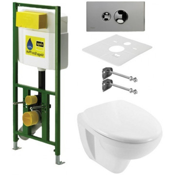 Подвесной унитаз с инсталляцией комплект Jacob Delafon Patio E4187 + Viega 660321