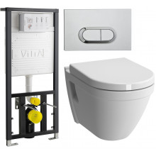 Подвесной унитаз с инсталляцией комплект Vitra S50 rim-ex 9003B003-7201 безободковый