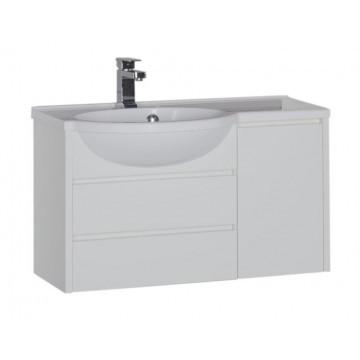 Тумба с раковиной Aquanet Лайн 90 L белый 164936+165033