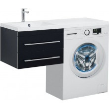 Тумба с раковиной Aquanet Верона 120 L черный подвесная, 2 ящика 239794