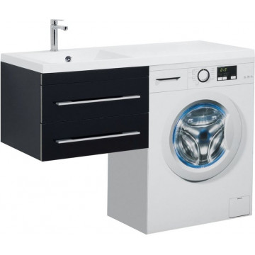 Тумба с раковиной Aquanet Верона 120 L черный подвесная, 2 ящика 239794