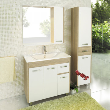 Тумба-умывальник Comforty Тулуза-90 сосна Лоредо с раковиной Sanita Luxe Quadro 90