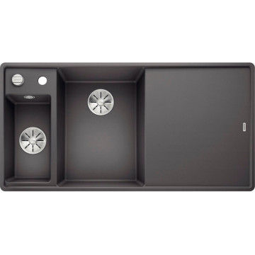 Кухонная мойка Blanco Axia III 6 S-F доска ясень чаша слева, темная скала