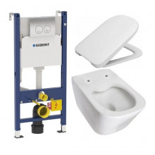 Подвесной унитаз с инсталляцией комплект Geberit Duofix 458.124.21.1 +Roca Gap CleanRim 34647L000