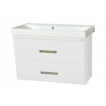 Тумба Misty Джулия Qvatro 90 подвесная конус с 2 ящиками белая White