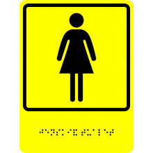 Тактильно-визуальный знак - Женский туалет 150х200, текст Брайля, полистирол