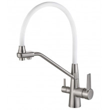 Смеситель для кухни Zorg Steel Hammer SH 903-8 SATIN сатин/белый