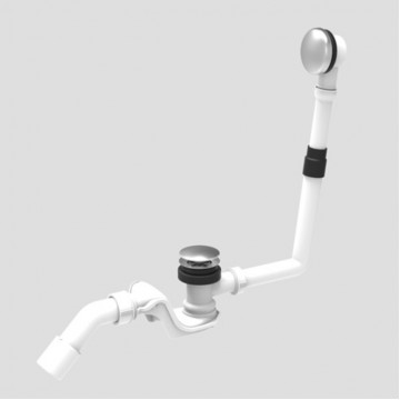 SANIT 837 слив-перелив Push-Push с жесткой переливной трубкой стандартной длины, с сифоном и отводом диаметром 40/50мм, хром