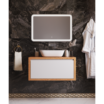 Комплект мебели для ванной Аллигатор Клио 70 белый глянец/дуб американский