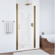 Душевая дверь в нишу Vegas ЕР 90 05 ARTDECO D2 бронза/прозрачное с матовым рисунком