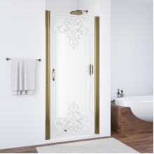 Душевая дверь в нишу Vegas ЕР 85 05 ARTDECO D1 бронза/матовое с прозрачным рисунком