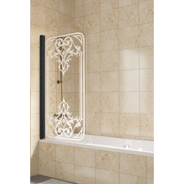 Шторка для ванной Vegas EV 76 02М Artdeco D2 L черный матовый/прозрачное с матовым рисунком