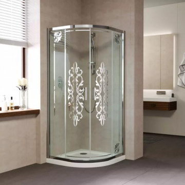 Душевой уголок Vegas Glass ZS 90 07 Felicita Silver матовый хром/прозрачное с серебряным рисунком