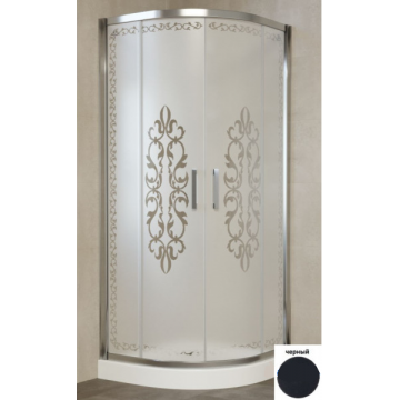 Душевой уголок Vegas Glass ZS NOVO 100 02М Felicita10+10 матовый черный/матовое с прозрачным узором