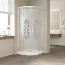 Душевой уголок Vegas Glass ZS-F 100*90 01 Felicita10+10 белый/матовое с прозрачным узором