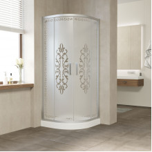Душевой уголок Vegas Glass ZS-F 100*90 07 Felicita10+10 матовый хром/матовое с прозрачным узором