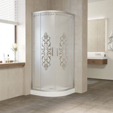 Душевой уголок Vegas Glass ZS-F 100*90 07 Felicita10+10 матовый хром/матовое с прозрачным узором