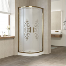 Душевой уголок Vegas Glass ZS-F 100*90 05 Felicita10+10 бронзовый/матовое с прозрачным узором