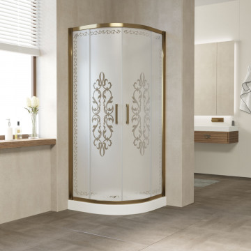 Душевой уголок Vegas Glass ZS-F 100*90 05 Felicita10+10 бронзовый/матовое с прозрачным узором