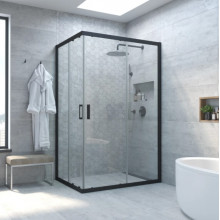 Душевой уголок Vegas Glass ZS-F NOVO 90*80 02М 01 матовый черный/прозрачное