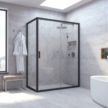 Душевой уголок Vegas ZP+ZPV NOVO 120*100 02М 01 черный матовый/прозрачное