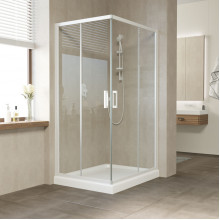 Душевой уголок Vegas Glass ZA-F NOVO 120*90 01 01 белый/прозрачное