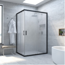 Душевой уголок Vegas Glass ZA-F NOVO 120*90 02М 10 матовый черный/сатин