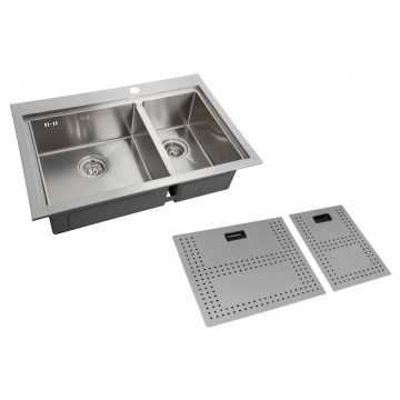 Мойка для кухни Zorg ZM N-78-2-52-L с накладкой матовая сталь
