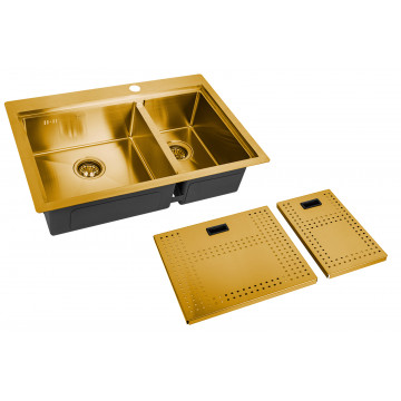 Мойка для кухни Zorg ZM N-78-2-52-L BRONZE с накладкой бронза