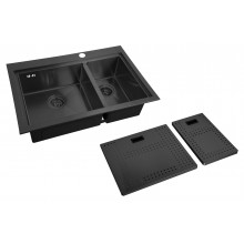 Мойка для кухни Zorg ZM N-78-2-52-L GRAFIT с накладкой графит