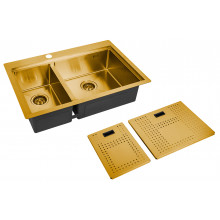 Мойка для кухни Zorg ZM N-78-2-52-R BRONZE с накладкой бронза
