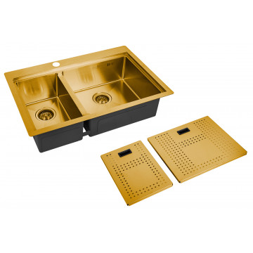 Мойка для кухни Zorg ZM N-78-2-52-R BRONZE с накладкой бронза