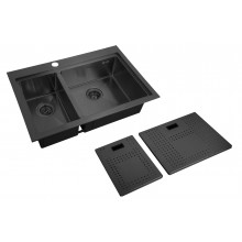 Мойка для кухни Zorg ZM N-78-2-52-R GRAFIT с накладкой графит