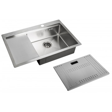 Мойка для кухни Zorg ZM N-7852-R с накладкой матовая сталь
