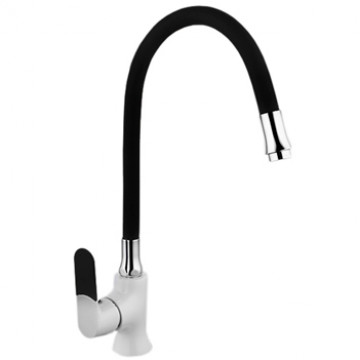 Смеситель для кухни MATRIX SMF-323317/WT-BK 40 мм (черный силиконовый излив) ручка 5 цветов