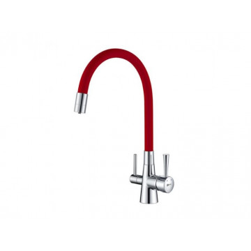 Смеситель для кухни Lemark Comfort LM3075C-Red с подключением к фильтру хром/красный