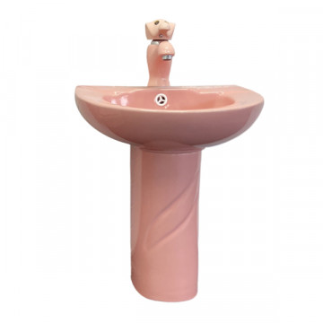 Комплект детский Comforty 00-00008370 раковина 0991P с донным клапаном DK-02P + пьедестал P0991P + смеситель 01P розовый