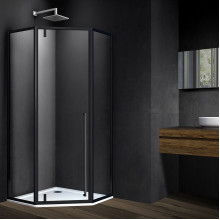 Душевой уголок Vincea Penta VSP-3P100CLB 100х100 черный/прозрачное