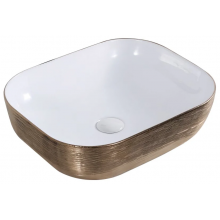 Раковина накладная Gid ceramic D1302h132 53324 белый/темное золото