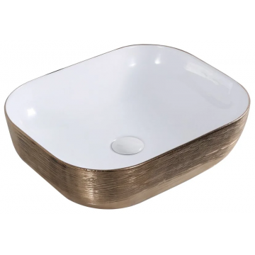 Раковина накладная Gid ceramic D1302h132 53324 белый/темное золото