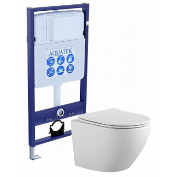 Комплект унитаз с инсталляцией SET AQUATEK ЕВРОПА с тонким сиденьем soft-close