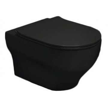 Подвесной унитаз Olympia Clear CLE1202R23 безободковый с сиденьем черный матовый