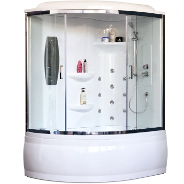 Душевая кабина Royal Bath RB150ALP-T-CH-R+P 150x100x225 правая с парогенератором (прозрачное)