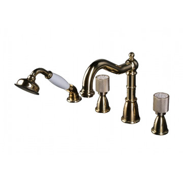 Смеситель на борт ванны Boheme Royal Crystal 395-Royal/CRST black золото/черный