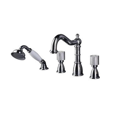 Смеситель на борт ванны Boheme Royal Crystal 396-Royal/CRST black хром/черный