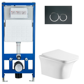 Подвесной комплект унитаза с инсталляцией Cerutti SPA CR555/CT9034/CR05BK