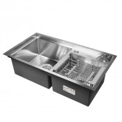 Мойка кухонная Wisent WS7843-S с сифоном GER011, коландером 302644 и дозатором 405А сатин